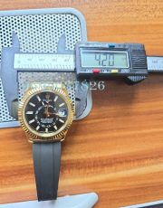 Rolex Sky Dweller Gold Black Rubber Strap Swiss ETA Automatic 7750 Valjoux Movement Watch - Image 9