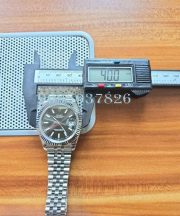 Rolex Date-Just Stick Mark Black Steel Swiss ETA Automatic 2836 Valjoux Movement Watch - Image 11