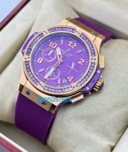 Hublot Big Bang Purple Rubber Strap Ladies Watch