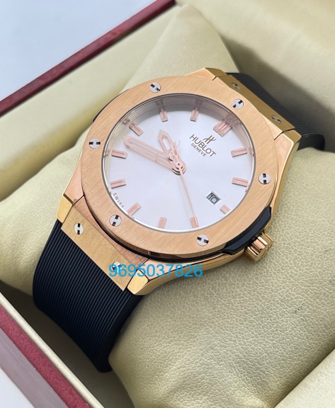 Hublot Classic Fusion White Dial Black Rubber Strap Ladies Watch