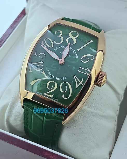 Franck Muller Crazy Hours Green Leather Strap Swiss Automatic Watch