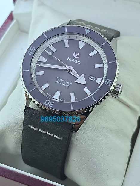 Rado Captain Cook Black Leather Strap Swiss Automatic Watch