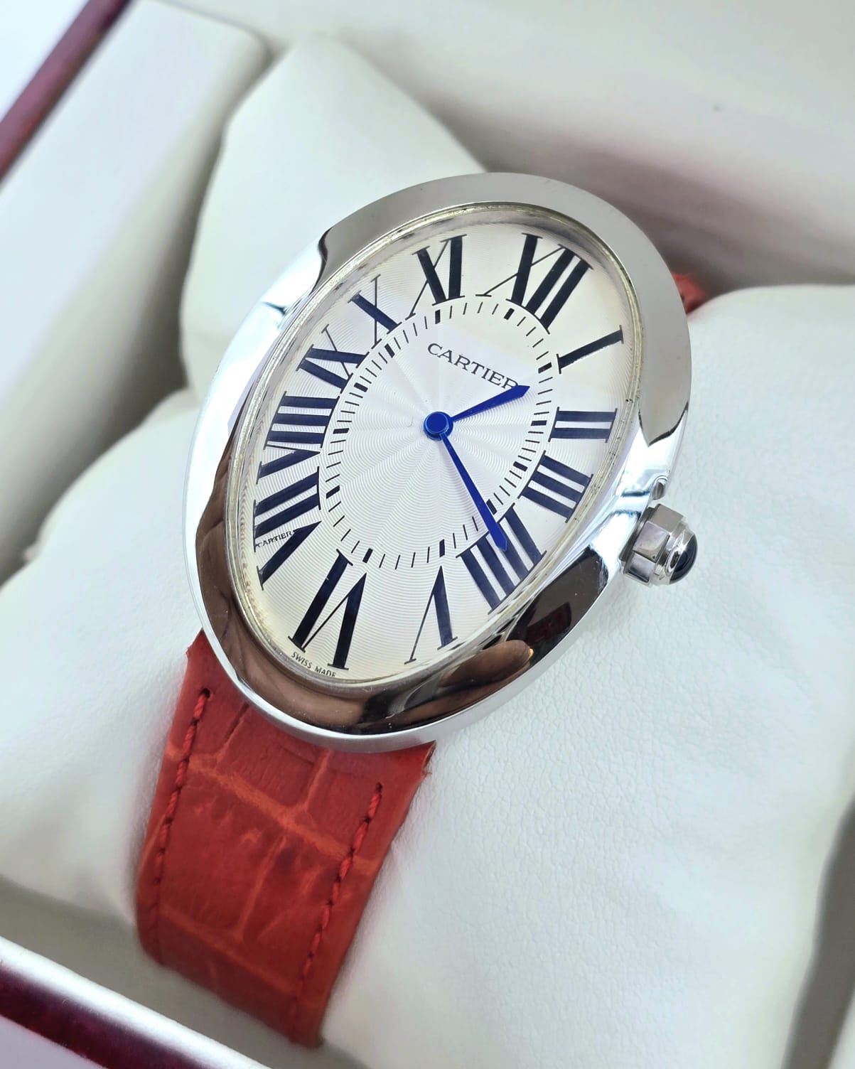 Cartier Baignoire Red Strap Ladies Watch