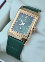 Jaeger Le Coultre Grande Reverso London Flagship Rose Gold Green Watch