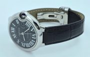 Cartier Ballon Bleu De Mens Steel Black Leather Strap Swiss Automatic Watch - Image 6