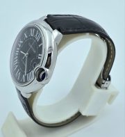 Cartier Ballon Bleu De Mens Steel Black Leather Strap Swiss Automatic Watch - Image 5