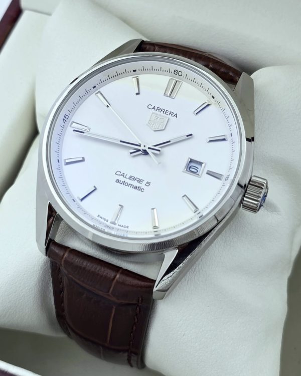 Tag Heuer Carrera Calibre 5 Date Leather Strap White