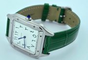 Cartier Santos Dumont Arabic Marking Green Leather Strap Watch - Image 6