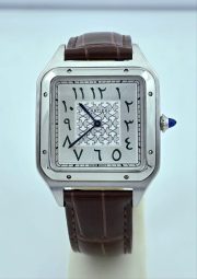Cartier Santos Dumont Arabic Marking Brown Leather Strap Watch - Image 3