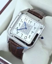 Cartier Santos Dumont Arabic Marking Brown Leather Strap Watch