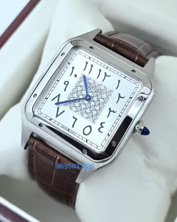 Cartier Santos Dumont Arabic Marking Brown Leather Strap Watch