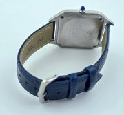 Cartier Santos Dumont Arabic Marking Blue Leather Strap Watch - Image 7