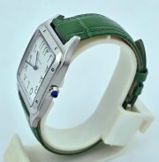 Cartier Santos Dumont Arabic Marking Green Leather Strap Watch - Image 5