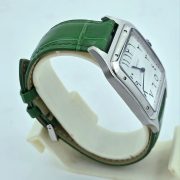 Cartier Santos Dumont Arabic Marking Green Leather Strap Watch - Image 4