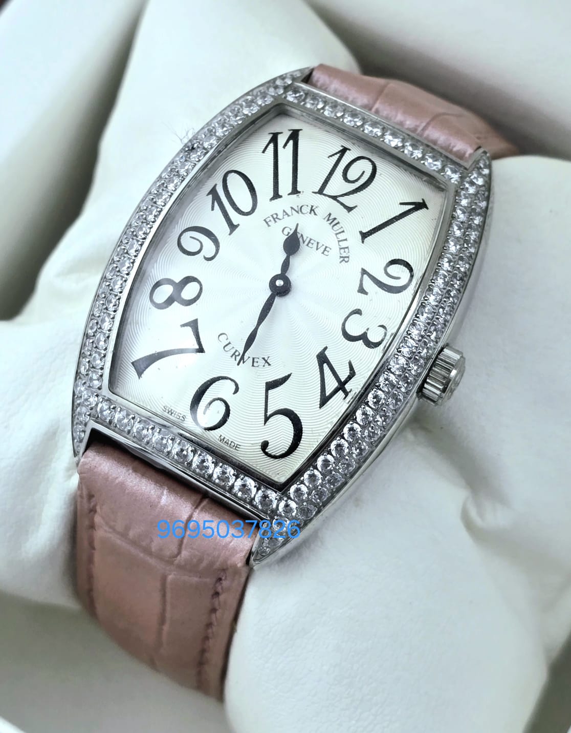 Franck Muller Cintrée Curvex Pink Strap Ladies Watch