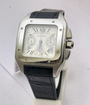 Cartier Santos 100 Swiss ETA Valjoux 7750 Steel Watch - Image 3