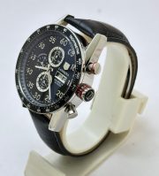 TAG HEUER CARRERA CALIBRE 16 DAY DATE LEATHER STRAP WATCH - Image 4