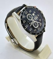 TAG HEUER CARRERA CALIBRE 16 DAY DATE LEATHER STRAP WATCH - Image 5