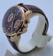 Tag Heuer Grand Carrera Calibre 17 Rose Gold Leather Strap Watch - Image 4