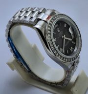 Rolex Day-Date Diamond Bezel Black Steel Swiss Automatic Watch - Image 4