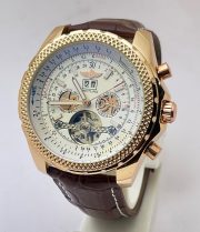 Breitling Bentley White Swiss Automatic Tourbillon Leather Strap Watch - Image 3