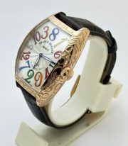 Franck Muller Crazy Hours Croco White Rose Gold Leather Strap Swiss Automatic Watch - Image 4