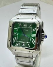 Cartier Santos 100 Steel Green Swiss Automatic Watch - Image 3