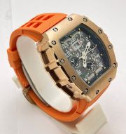 Richard Mille RM11 Rose Gold Orange Rubber Strap Swiss Automatic Watch - Image 5