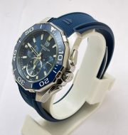 Tag Heuer Aquaracer Calibre 5 Chronograph Blue Rubber Strap Watch - Image 3