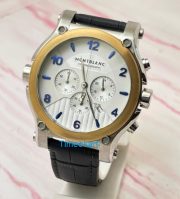 Mont Blanc White Chronograph Leather Strap Watch A - Image 3