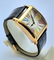 Franck Muller Square Master Rose Gold Color Dreams Roman Mark Leather Strap Watch - Image 5