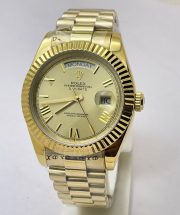 Rolex Day-Date Roman Mark Golden Swiss Automatic Watch - Image 3