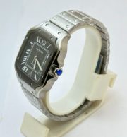 Cartier Santos 100 Steel Black Bezel Swiss Automatic Watch - Image 4