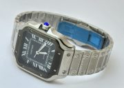 Cartier Santos 100 Steel Black Bezel Swiss Automatic Watch - Image 6