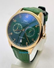 I W C Portuguese Power Reserve Rose Gold Green Leather Strap Swiss Automatic Watch - Image 3