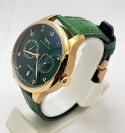I W C Portuguese Power Reserve Rose Gold Green Leather Strap Swiss Automatic Watch - Image 4