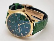 I W C Portuguese Power Reserve Rose Gold Green Leather Strap Swiss Automatic Watch - Image 6