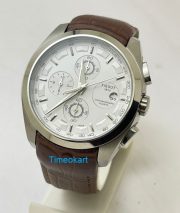 TISSOT COUTURIER CHRONOGRAPH LEATHER STRAP STEEL WATCH - Image 3