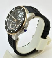 Cartier Calibre De Diver Steel Black Rubber Strap Watch - Image 4