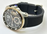 Cartier Calibre De Diver Steel Black Rubber Strap Watch - Image 6