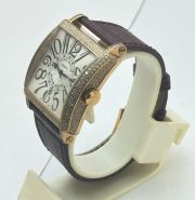 Franck Muller Master Square Full Diamond Leather Strap Watch - Image 4