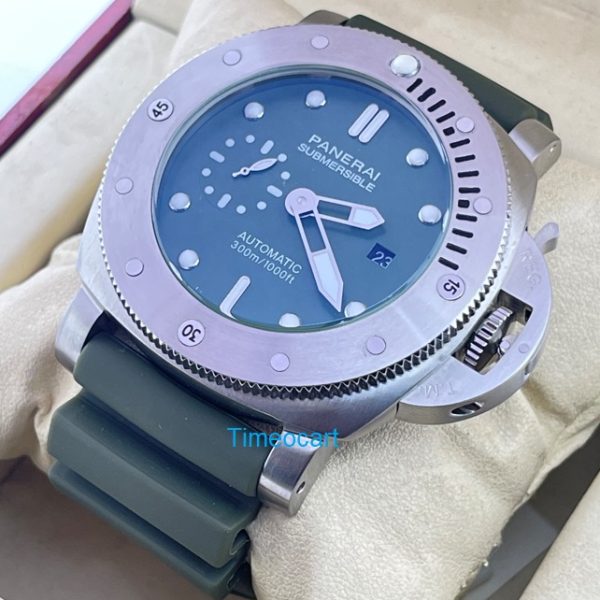 Panerai Submersible Green Rubber Strap Swiss Automatic Watch