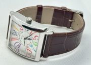 Franck Muller Square Master Steel Color Dreams Leather Strap Watch - Image 6