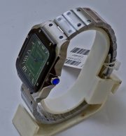 Cartier Santos 100 Green Steel Black Bezel Swiss Automatic Watch - Image 4