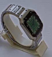 Cartier Santos 100 Green Steel Black Bezel Swiss Automatic Watch - Image 5