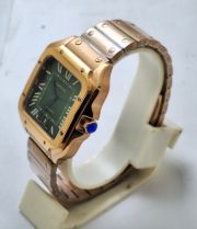 Cartier Santos 100 Green Rose Gold Swiss Automatic Watch - Image 4
