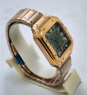 Cartier Santos 100 Green Rose Gold Swiss Automatic Watch - Image 5
