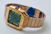 Cartier Santos 100 Green Rose Gold Swiss Automatic Watch - Image 6
