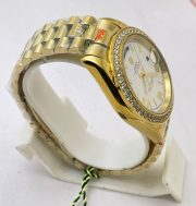 Rolex Day-Date Roman Mark Diamond Bezel Golden Swiss Automatic Watch - Image 5