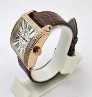 Franck Muller Master Square Diamond Rose Gold Leather Strap Watch - Image 4